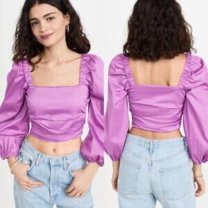 NWT Veronica Beard Vivid Orchid Cropped Square Neck Kayla Top